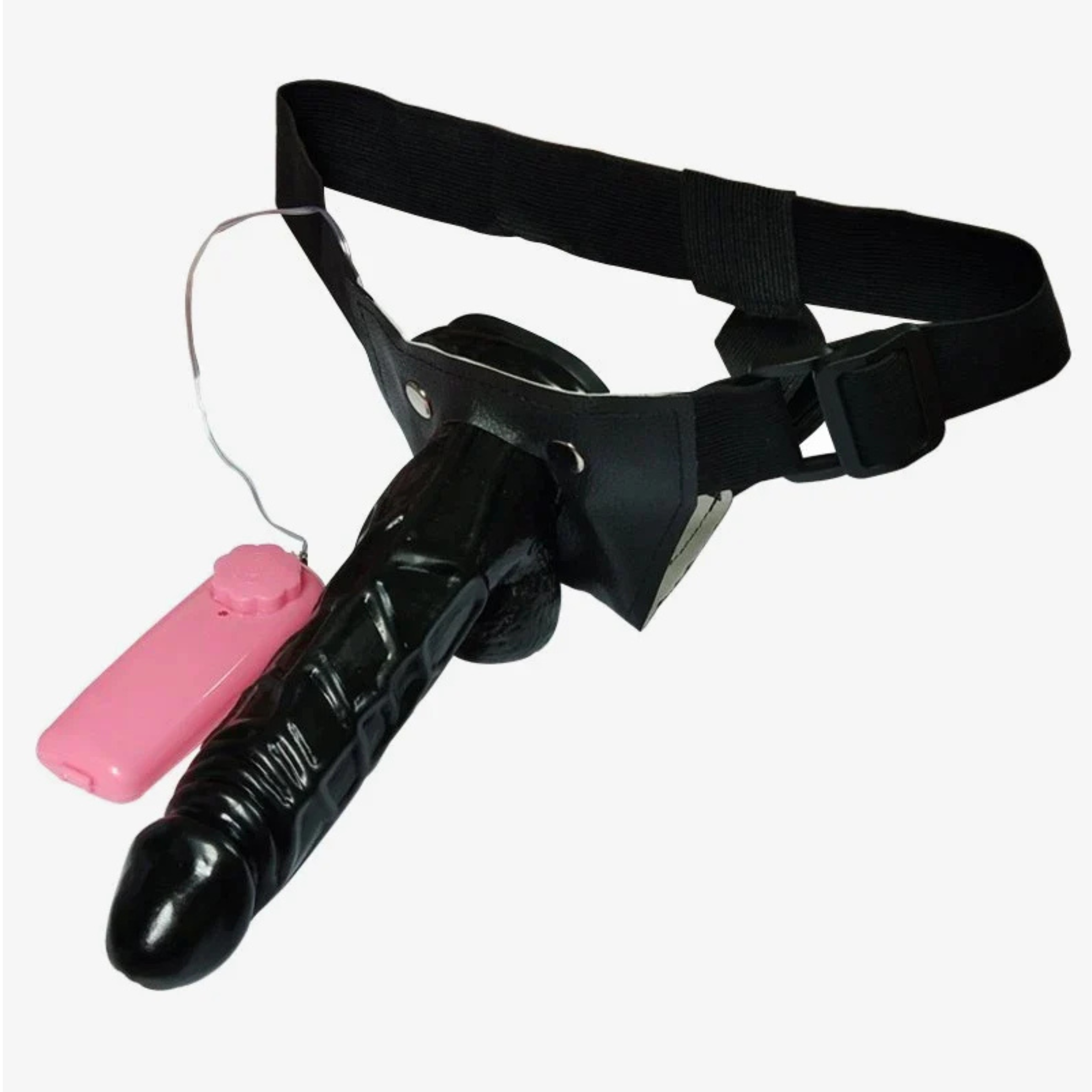 SOLID STRAP ON DILDO WITH VIBRATION BLACK (2)